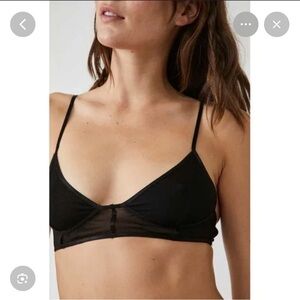 Free People Moonlight Mesh Corset Bra Bralette Black Size Large L 36C NWT